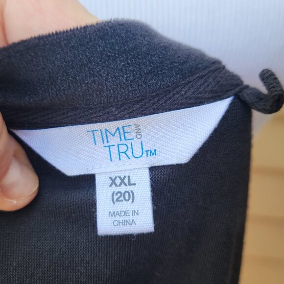 Time & Tru Plus Black Velour Lounge Top Sweatshirt Raglan Sleeves Solid Comfy - Picture 12 of 14